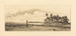Oceánie, ostrůvky u Uvey (Wallis); Rybolov s palmami, 1845