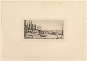 Lávka pro pěší Pont-au-Change, po požáru v roce 1621 Lávka dočasně nahradila..., 1860. od Charles Meryon
