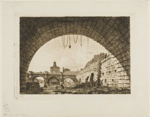 Pont-Neuf a Samaritaine při pohledu zpod prvního oblouku Pont-au-Change, Paříž od Charles Meryon