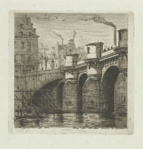 Pont Neuf nad Seinou v Paříži Nový most Lepty na Paříž (název série) od Charles Meryon