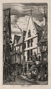 Rue des Toiles, Bourges, 1853. od Charles Meryon