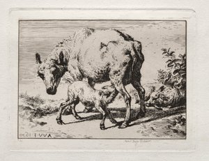 Ovce se dvěma jehňaty, 1850.