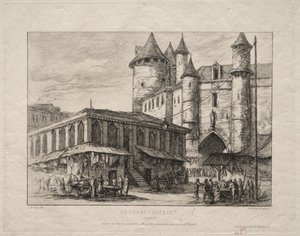 Grand Châtelet, Paříž, asi 1780 od Charles Meryon