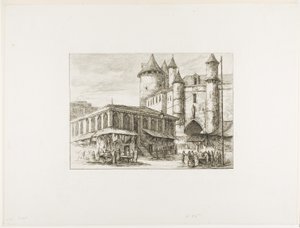 Grand Châtelet, Paříž, c. 1780, po dřívější kresbě od Charles Meryon