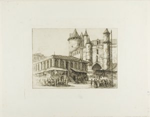 Grand Châtelet, Paříž, c. 1780, po dřívější kresbě od Charles Meryon