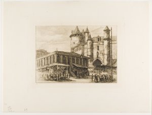 Grand Châtelet, Paříž, c. 1780, po dřívější kresbě od Charles Meryon