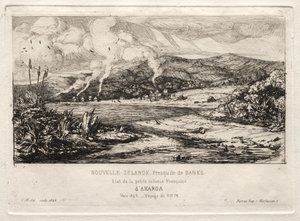 Malá francouzská kolonie v Akaroa, 1845 od Charles Meryon