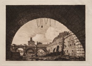 Nový most a Samaritaine viděné zpod Prvního oblouku..., 1855. od Charles Meryon