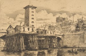 Notre-Dame Pump, Paříž, 1852. od Charles Meryon