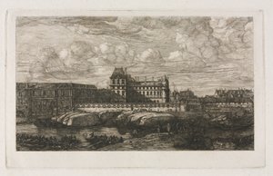 Starý Louvre z obrazu od Zeemana, 1651, 1866. od Charles Meryon
