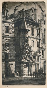 2nd State Tixéranderie Street Turret, 9 34 x 5 316 palců, 1852, 1927 od Charles Meryon