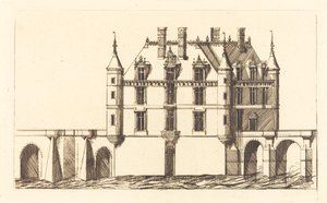 Chateau de Chenonceau, 1. deska (Zámek Chenonceau, 1. deska) od Charles Meryon after Jacques Androuet Ducerceau I