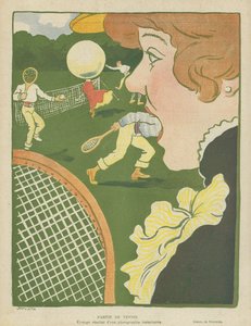 Tenis, podivný výsledek okamžité fotografie, ilustrace pro Le Rire