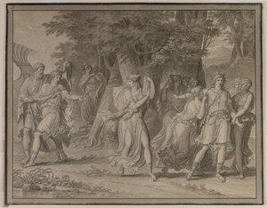 Telemachus, naléhán mentorem, opouští ostrov Calypso od Charles Meynier