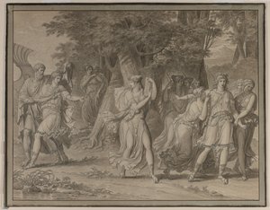 Telemachus, naléhán mentorem, Odcházení z ostrova Calypso, 1800. od Charles Meynier