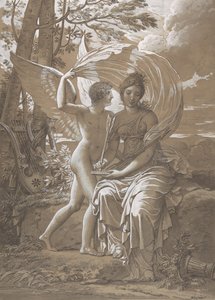 Muse Erato píše verše inspirované láskou, ca. 1797. od Charles Meynier