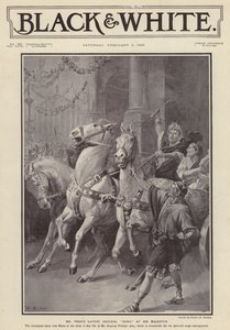 Anglický herec Herbert Beerbohm Tree v hlavní roli v inscenaci hry Stephena Phillipse Nero v divadle Jeho Veličenstva v Londýně (litho)