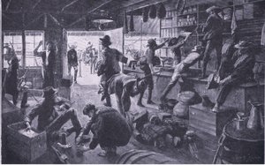 Búrové rabují obchod v majetku Grange River, ilustrace z Po Pretorii: Guerilla War, 1902 od Charles Mills Sheldon