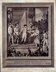 Napoleon rozdává hvězdy Čestné legie do Invalidovny 26 messidor a XII. Rytina od Charlese Monneta (1732 - Ap 1808) od Charles Monnet