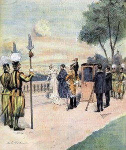 Papež Lev XIII ve Vatikánských zahradách v roce 1893 kresba pana CH Morela od Charles Morel