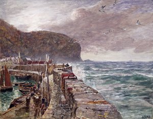 Clovelly Pier od Charles Napier Hemy
