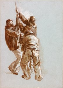 Rybáři táhnoucí lano (barva těla) od Charles Napier Hemy