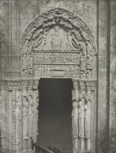 Katedrála v Chartres: Pravé dveře královského portálu s Pannou Marií z Chartres, 1857.