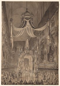 Pohřeb Marie-Thérèse Španělské, Dauphine z Francie, v kostele Nôtre Dame...1746, c. 1746. od Charles Nicolas Cochin