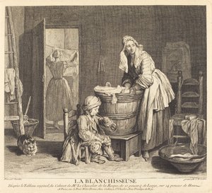 Prádelna od Charles Nicolas Cochin I after Jean Siméon Chardin