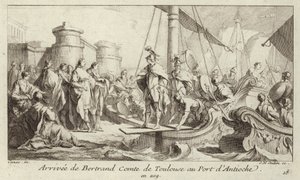 Příjezd Bertranda, hraběte z Toulouse, do přístavu Antioch, aby převzal vládu nad hrabstvím Tripolis od Charles Nicolas II Cochin