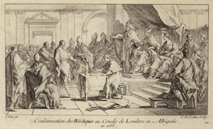 Odsouzení Katarů jako heretiků na koncilu v Lombers ve Francii od Charles Nicolas II Cochin