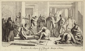 Objev ostatků svatého Baudila, umučeného v Nimes v roce 250 (rytina) od Charles Nicolas II Cochin