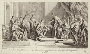 Francouzský král Jan II., vězněný Angličany v Londýně, při audienci zástupců Languedoku. od Charles Nicolas II Cochin