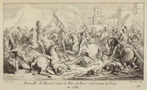 Armády vévody z Berry a hraběte z Foix bojující v bitvě u Revelu ve Francii od Charles Nicolas II Cochin