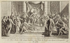 ing Charles VIII z Francie při slyšení zástupců z Languedocu u generálního stavovského úřadu v Tours od Charles Nicolas II Cochin