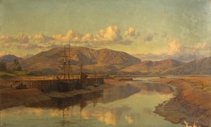 Old Wigtown Quay a Cairnsmuir, kolem roku 1890 (olej na plátně)
