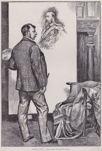 Frank Holl, malba ve svém ateliéru (rytina) od Charles Paul Renouard