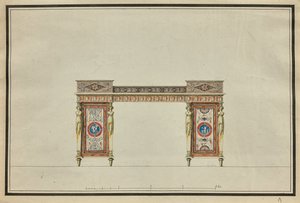 Design psacího stolu, c. 1800.
