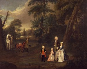 Thomas Hill z Ternu a jeho rodina v krajině, 1730