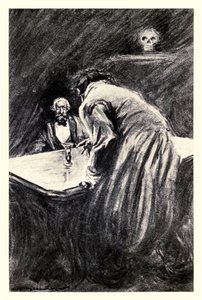 Dovolíte mi vzít tuto sklenici do ruky“ z „Podivného případu doktora Jekylla a pana Hyda“ od Roberta Louise Stevensona (1850-1894) ilustrovaného Charlesem Raymondem Macauleyem (1871-1934)
