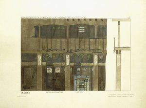 Vstupní hala, kolem roku 1901 (barevná litografie) od Charles Rennie (after) Mackintosh
