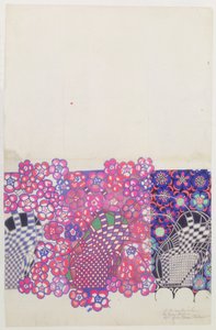 Modrý a růžový tabákový květinový design od Charles Rennie Mackintosh