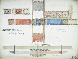 Dekorace ze střechy S. Miniato, Florencie, 1891 (tužka a akvarel na papíře) od Charles Rennie Mackintosh