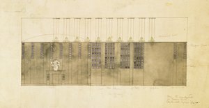 Design na stěnu, stůl a dveře, 1905 (wc přes pero a inkoust na papíře) od Charles Rennie Mackintosh