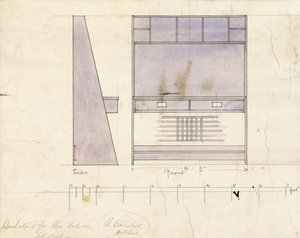 Design pro umyvadlo, zobrazen v bočním a předním pohledu, 1904 od Charles Rennie Mackintosh