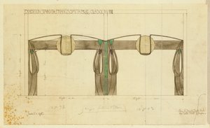 Návrh výstavního stánku pro Francise Smithe, použitý na výstavě v Glasgow, zobrazený v nadmořské výšce, 1901 od Charles Rennie Mackintosh