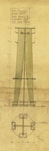 Návrh na věšák na deštníky, klobouky a kabáty, zobrazen v nárysu a půdorysu, kolem 1898-1899 (tužka, akvarel, olejovaný pauzovací papír) od Charles Rennie Mackintosh