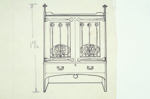 Perokresba nábytku (toaletní stolek), cca 1910 (tuš na papíře) od Charles Rennie Mackintosh