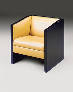 Jedno z páru křesel, konec 20. století (hnědá kůže a ebonizovaný dub) od Charles Rennie Mackintosh