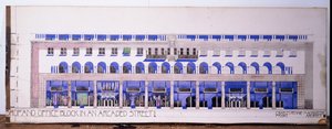 Dříve nezaznamenané architektonické nákresy pro obchod a arkádovou ulici, kolem roku 1915 od Charles Rennie Mackintosh
